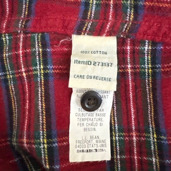 L.L. Bean Womens Red Plaid Flannel Shirt Long Sleeves Collar Button-Down Size XL - Picture 9 of 12